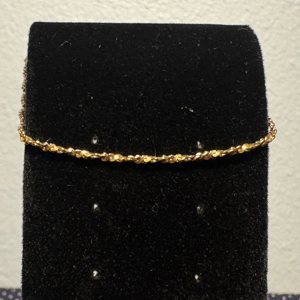 Vintage Gold-Tone Twisted Rope Tie Chain with T-Bar